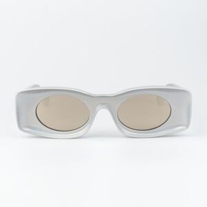 Loewe Paula's Ibiza Men Sunglasses Metallic Gold Mirror Rectangle LW40033I 24C